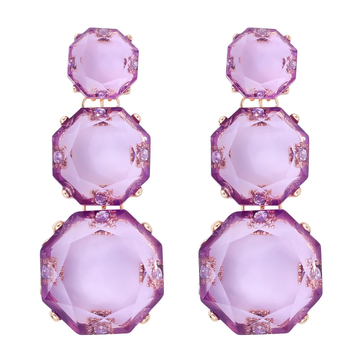 2024 Trend New Elegant Purple Series 38 Kinds Style Acrylic Rhinestone Tassel Earrings for Women Statement Jewelry Wholesale