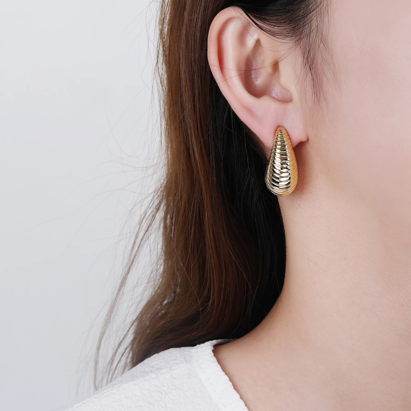 5 Styles Gold-Plated Simple Water Drop Three-Dimensional Ladies Drop Earrings Punk Twist Earrings For Woman Daily Wear Jewelry