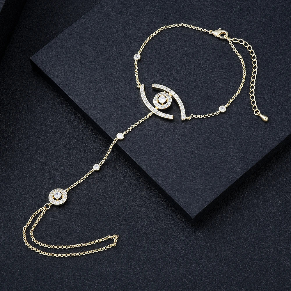 Star Fireworks Fashion Luxury AAA Cubic Zirconia Women Baguette Bracelet Copper Hand back Chain Adjustable Bracelet