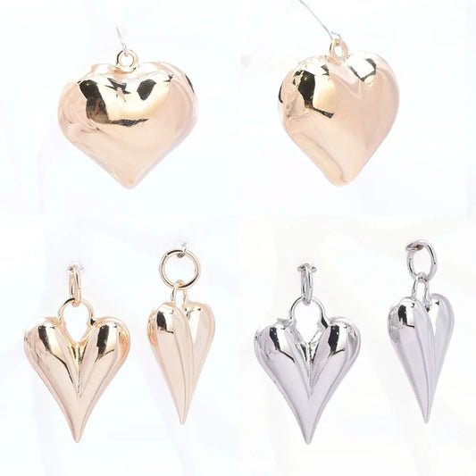 (8753)  24K Gold Color Brass Heart Shaped Hollow Pendants High Quality DIY Jewelry Making Findings Accessories Wholesales