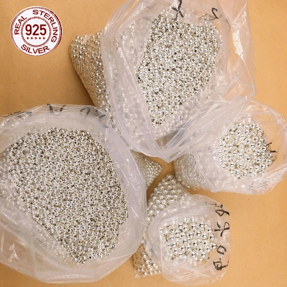925 Sterling Silver Loose Beads 2/3/4mm Round Spacer Beads for Jewelry Making Findings Bracelet Necklace Accessories