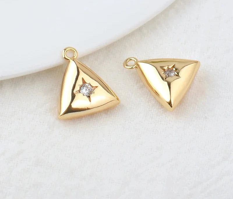 (203) 10x15MM 24K Gold Color Plated Brass with Zircon Star Charms Pendants High Quality Jewelry Findings Earrings Accessorie