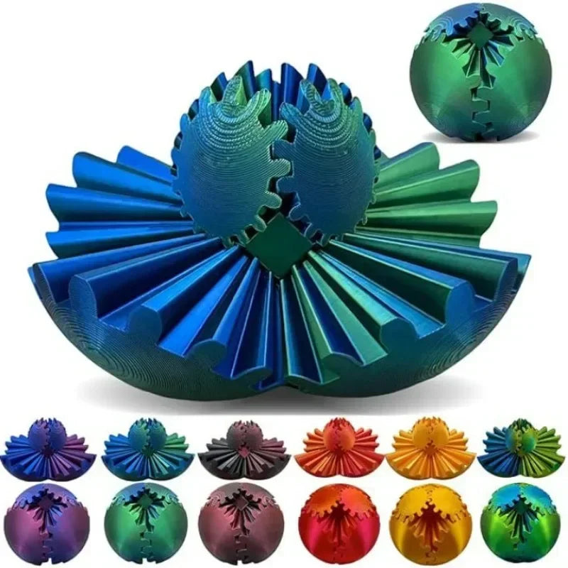 3D Printed Gear Ball Spin Ball Cube Fidget Toy Ball Fidget Toy Gear Toy for Stress and Anxiety Relaxing Gear Sphere
