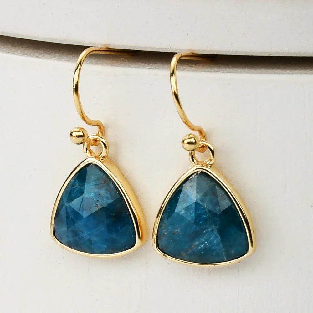 Vintage Geometry Earring Boho Natural Turquoise Stone Piercing Hanging Earrings for Women Wedding Jewelry Gifts Wholesale