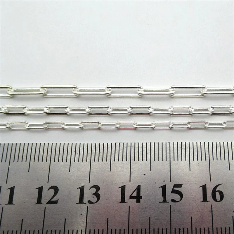 10cm/Lots 925 Sterling Silver Paperclip Chain For Jewelry Making DIY Square Link Chain Accessories ( Not Cut )