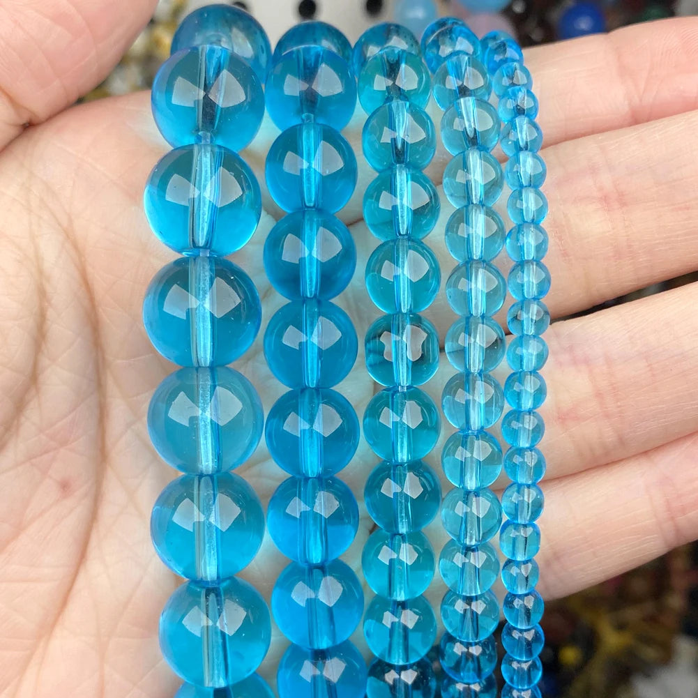 45 Style Natural Stone Beads Blue Chalcedony Crystal Glass Gemstone Jades Agate Beads Jewelry Making DIY Handmade Bracelet 15‘’
