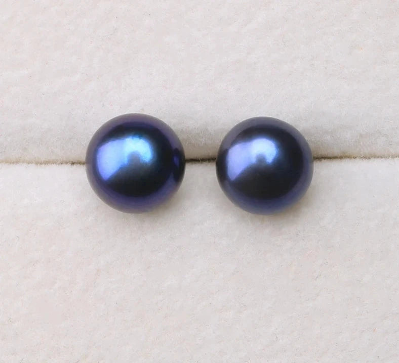 Natural Fresh Water Flat Round Bright Pearl Earrings s925 Sterling Silver Fashion Temperament  All-match Jewelry For Women