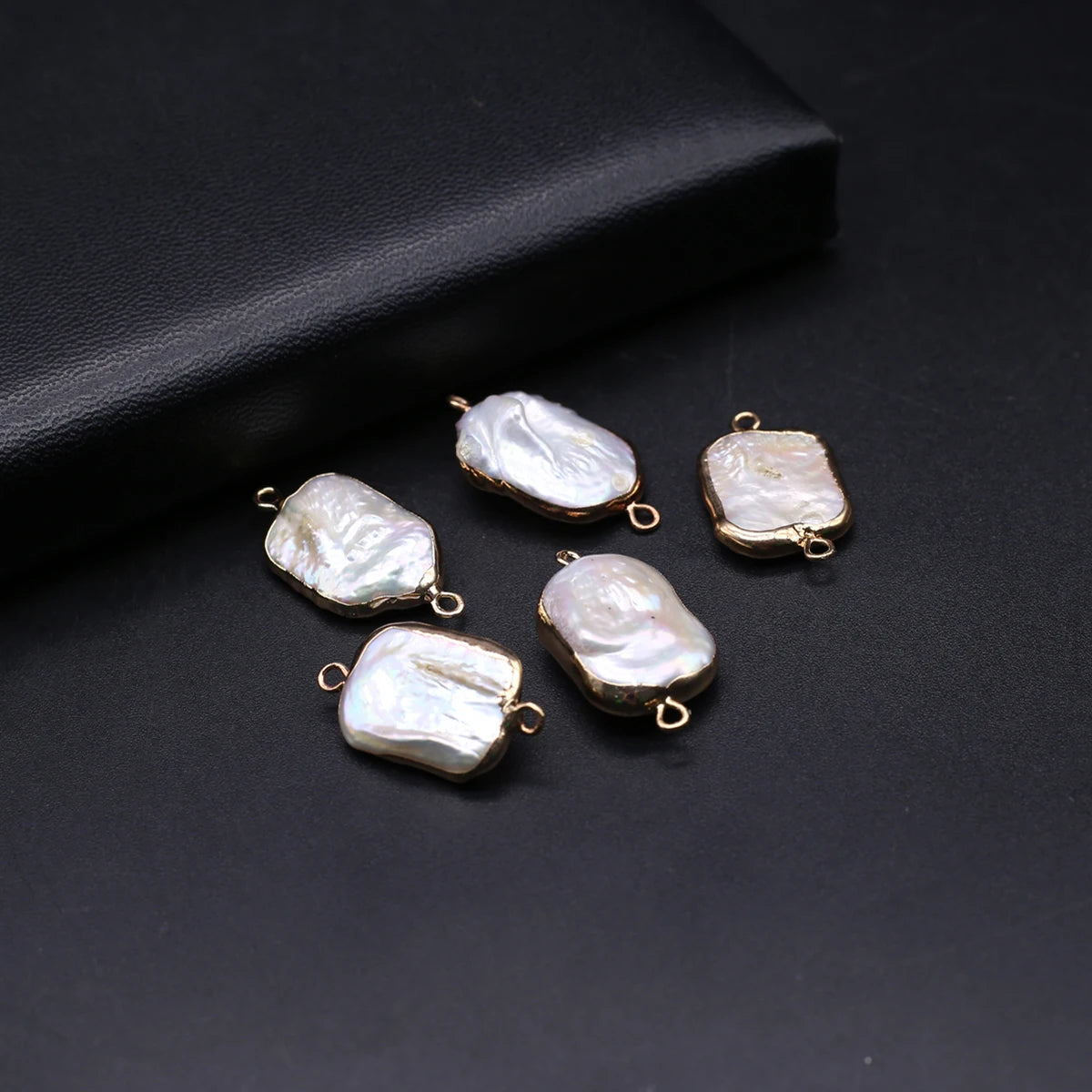 Natural Baroque Pearl Pendant Gold Plated Double Hole Connector for Jewelry Making DIY Trendy Necklace Bracelet Accessories