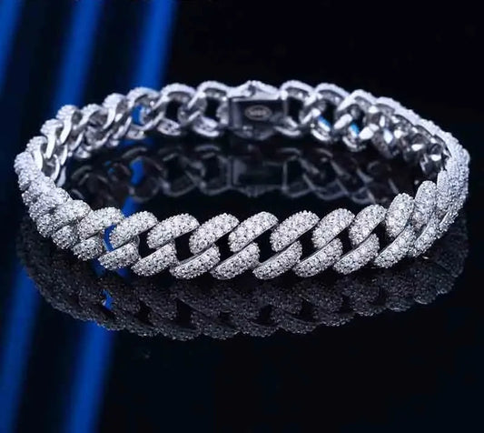 New  Hiphop 925 Sterling Silver Full Cz Cuban Tennis Bracelet Original Man's Cz Tennis Chain Jewelry