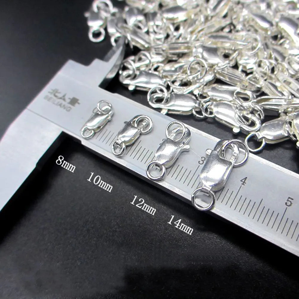 Simple Square Shape 925 Sterling Silver Lobser Clasps For Jewelry DIY Making Connectors Handmade Accessories