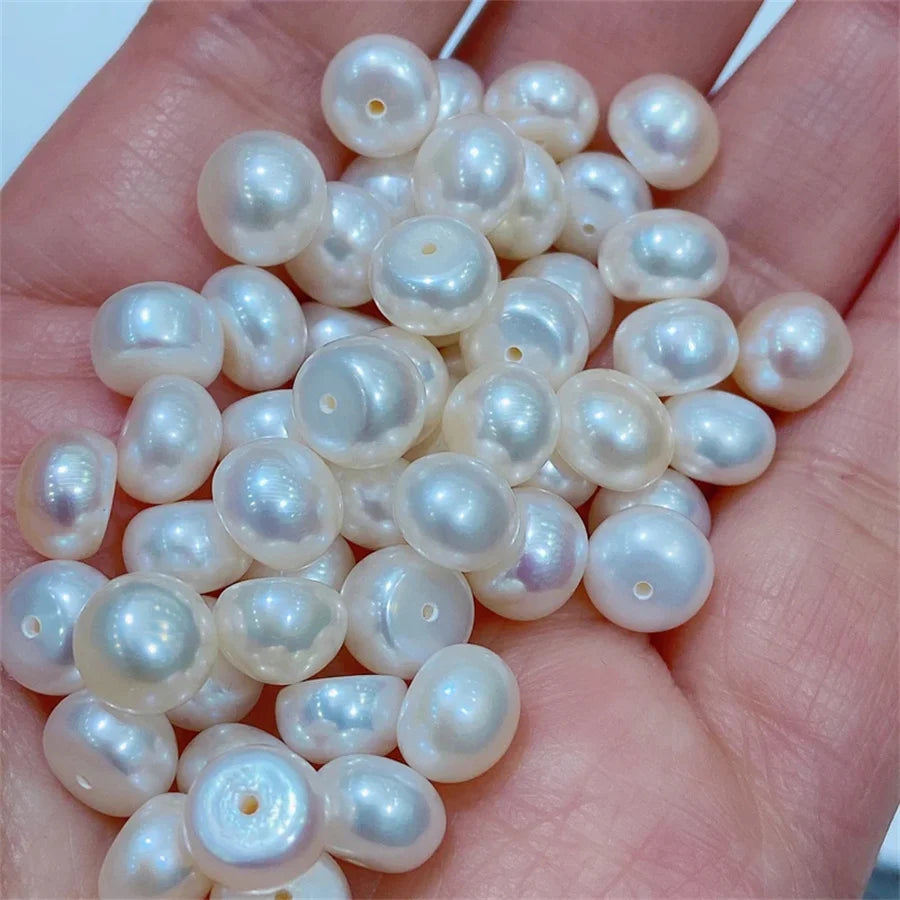 100% Natural Freshwater Pearl Beads 3A 4A Quality 4-10.5mm Various Color Button Pearls for Earring Necklace Make Jewelry DIY