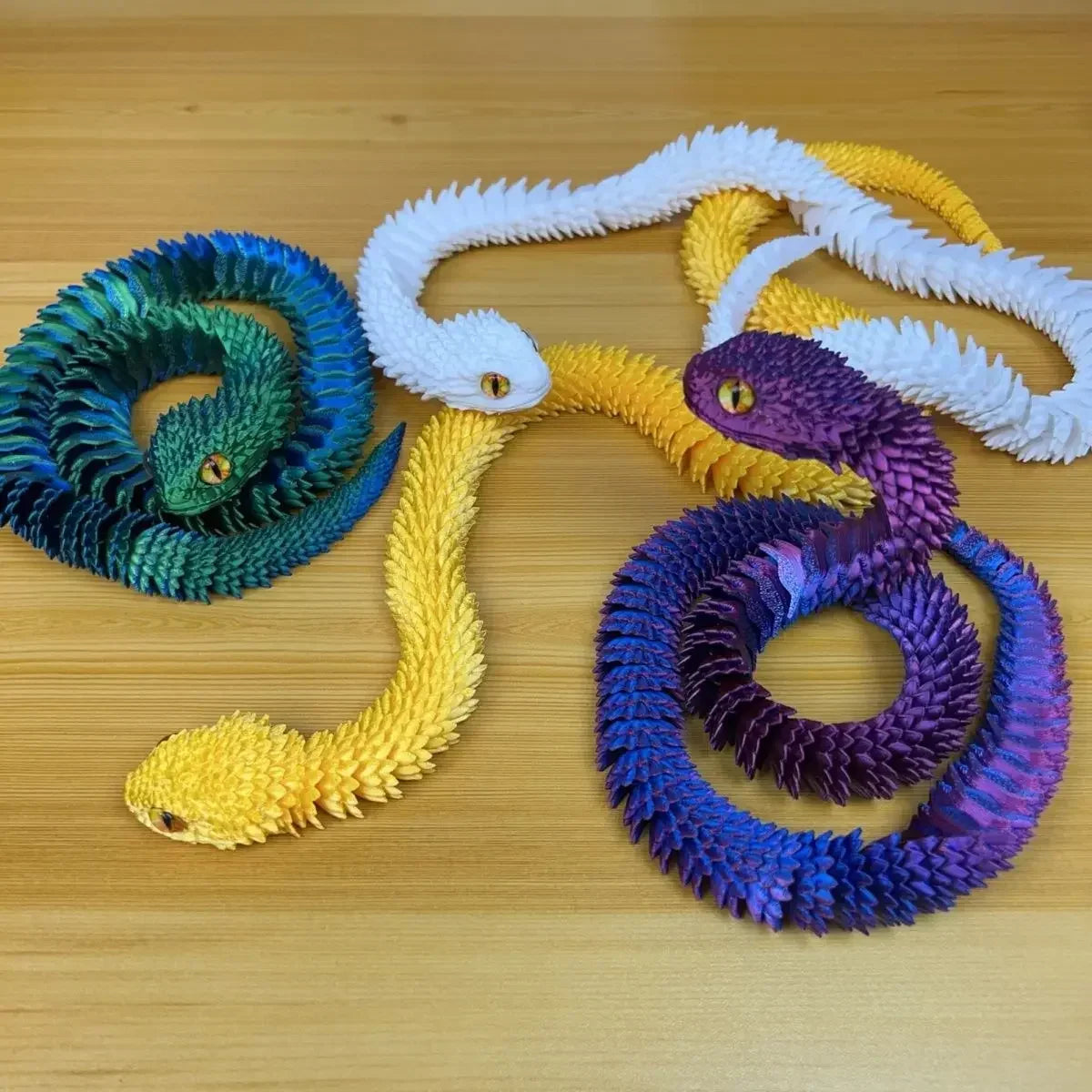 3D Printed Snake Home Desk Ornament Rotatable Office Realistic Snake Statue Table Decoration Landscape Figurines Accessorie