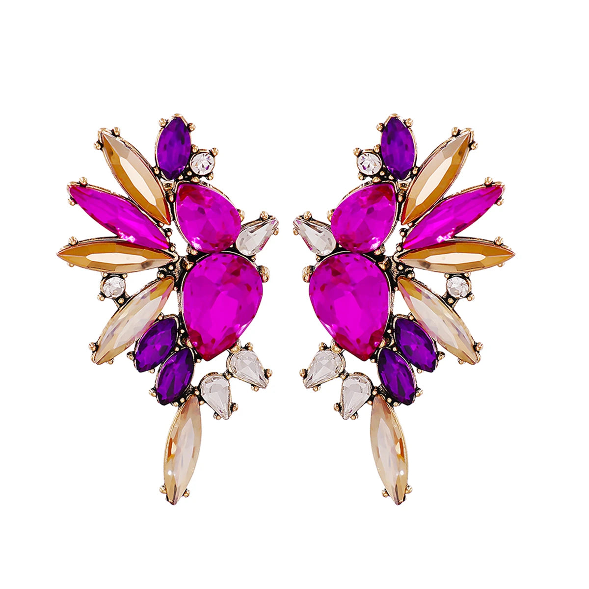 2024 Trend New Elegant Purple Series 38 Kinds Style Acrylic Rhinestone Tassel Earrings for Women Statement Jewelry Wholesale