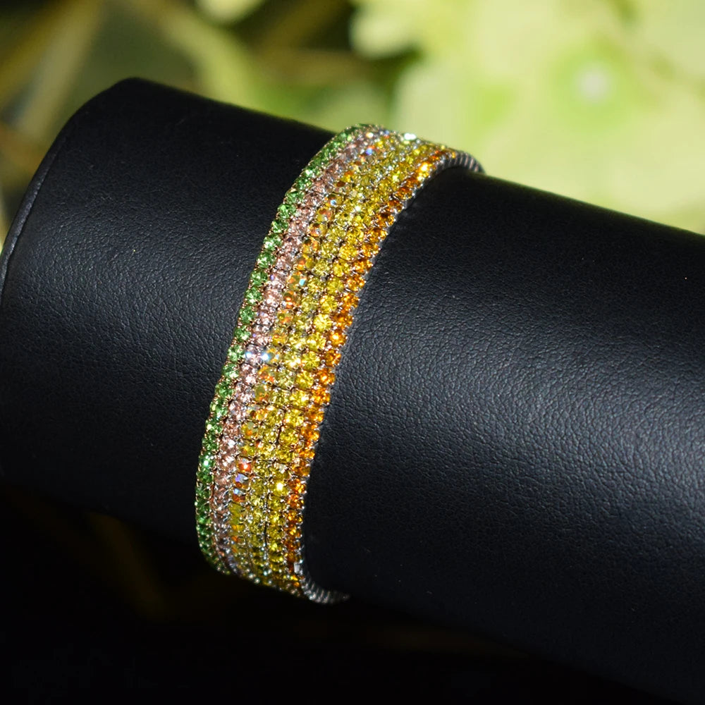50pcs/Set Fashion Gold Multiple Colour Crystal Rhinestone Elastic Bracelet Bangle Bling Wristband Women Wedding Bridal Jewelry