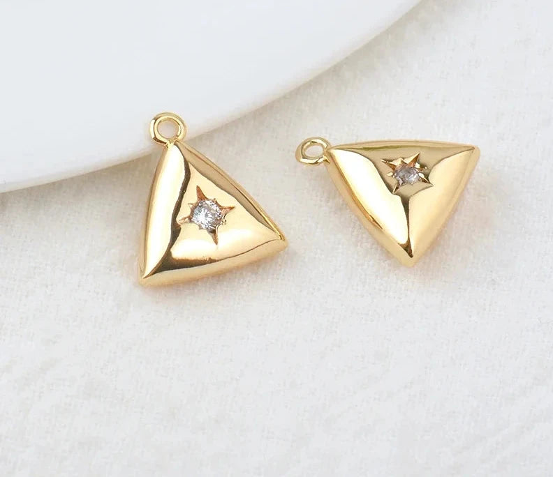 (203) 10x15MM 24K Gold Color Plated Brass with Zircon Star Charms Pendants High Quality Jewelry Findings Earrings Accessorie