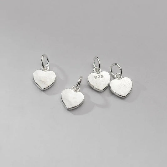100% Real Sterling 925 Silver Accaccessories Love Heart Charm Pendant For Bracelets Necklaces Key Diy Material S0988