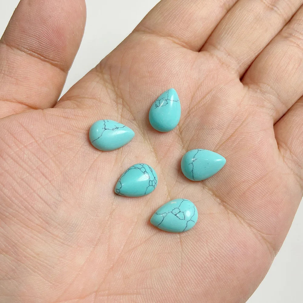 10x14mm Water Drop Shape Natural Stone Cabochons Beads Agate Crystal Opal Chalcedony Cabochons for Needlework DIY Jewelry Making