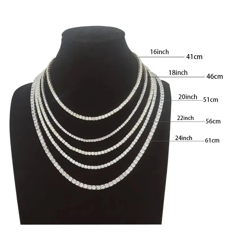 Luxury Custom Fine Jewelry CZ Tennis Chain Necklace Moissanite Chain 925 Sterling Silver High Quality Trendy Cuban Link Chain