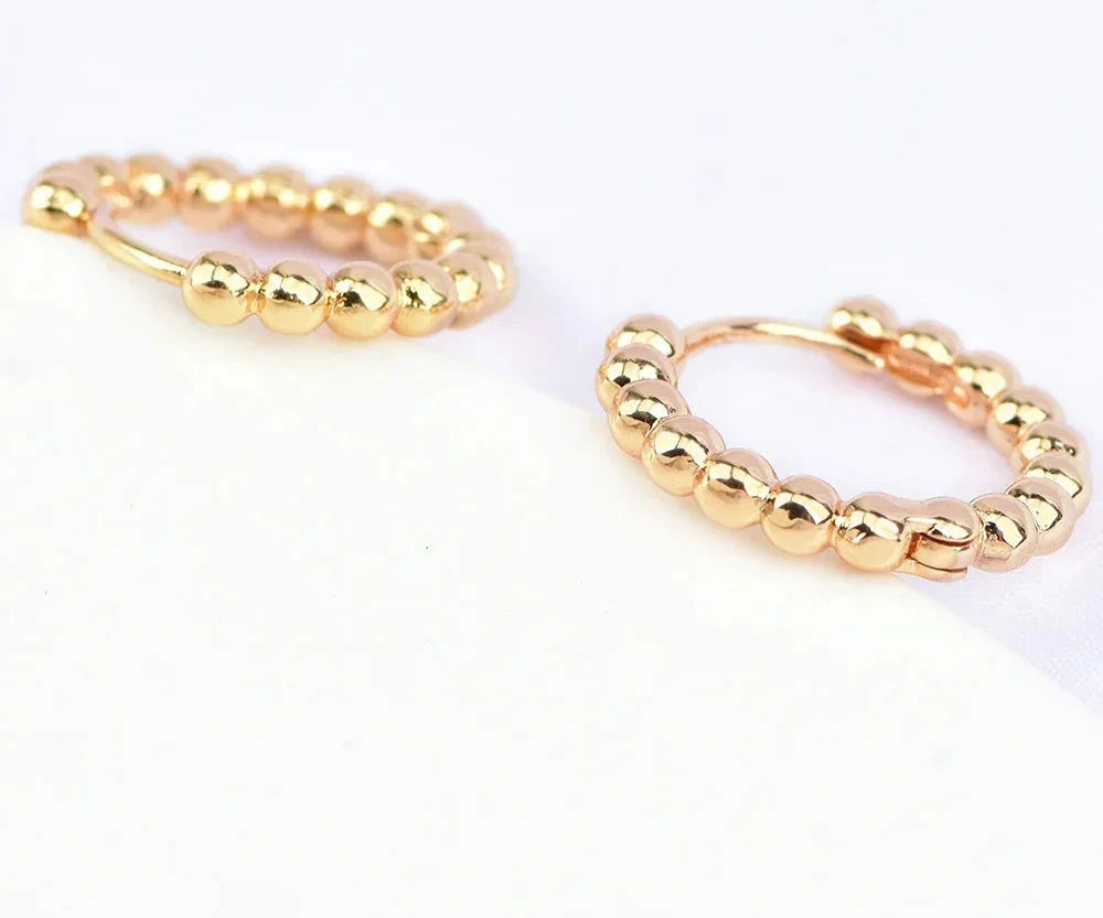 (5907) 6PCS 19.5x18MM 24k Gold Color Brass Round Ball Earrings Hoop High Quality Jewelry Making Findings Accessories Wholesale