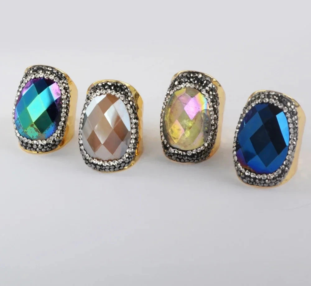 Natural Crystal Cubic Zirconia Ring Wedding Rings Golden Color Silver Plated Rings Jewelry for Women Valentine’s Day Gift