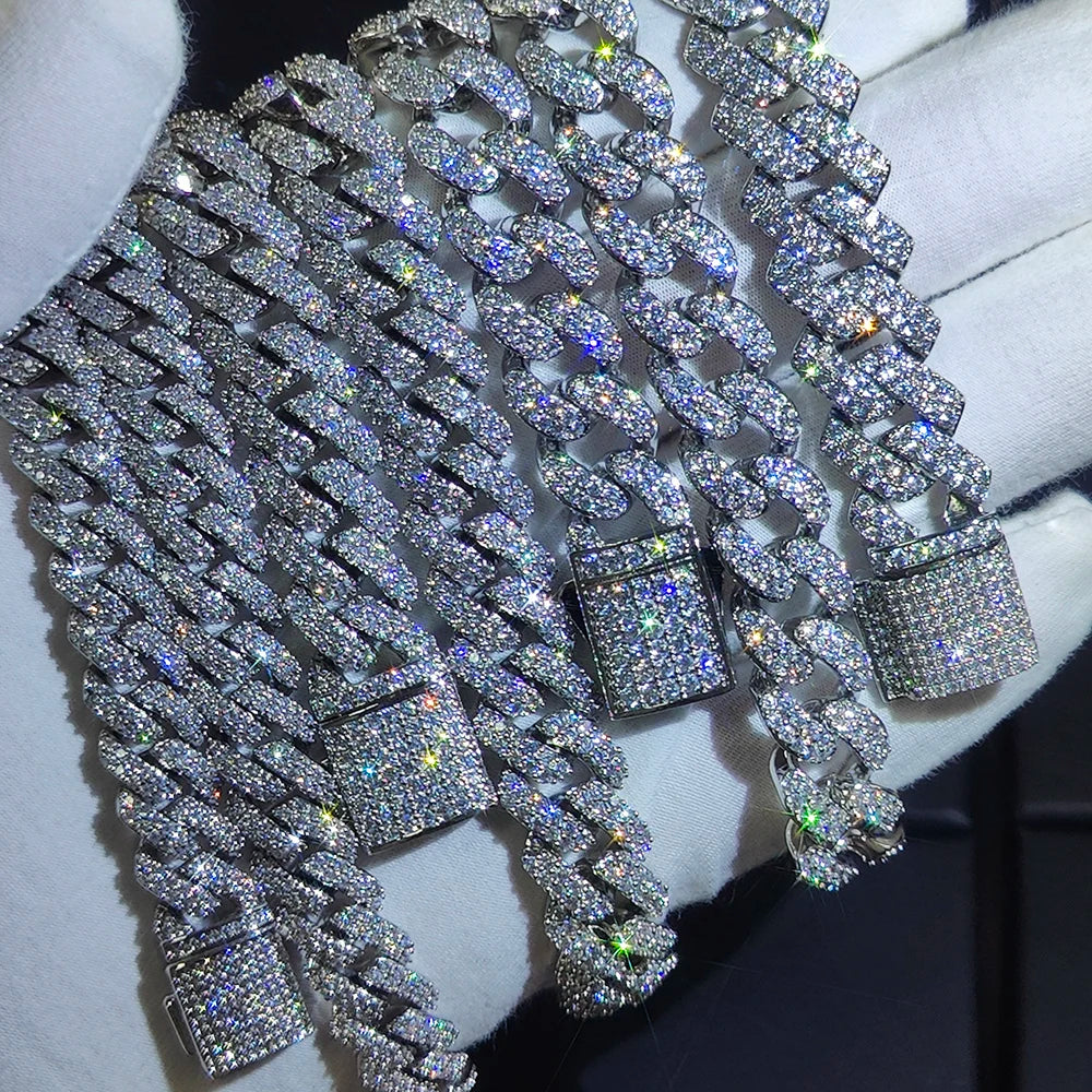 Hip Hop Cuban Link  Necklace  10/12/14/15/20mm Iced Out Diamond CZ Gift for Him/Her