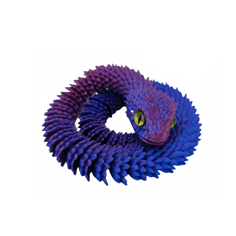 3D Printed Snake Model Viper Snake Figurine Movable Joint Simulation Toys Creative Desktop Car Ornaments Colorful Crafts