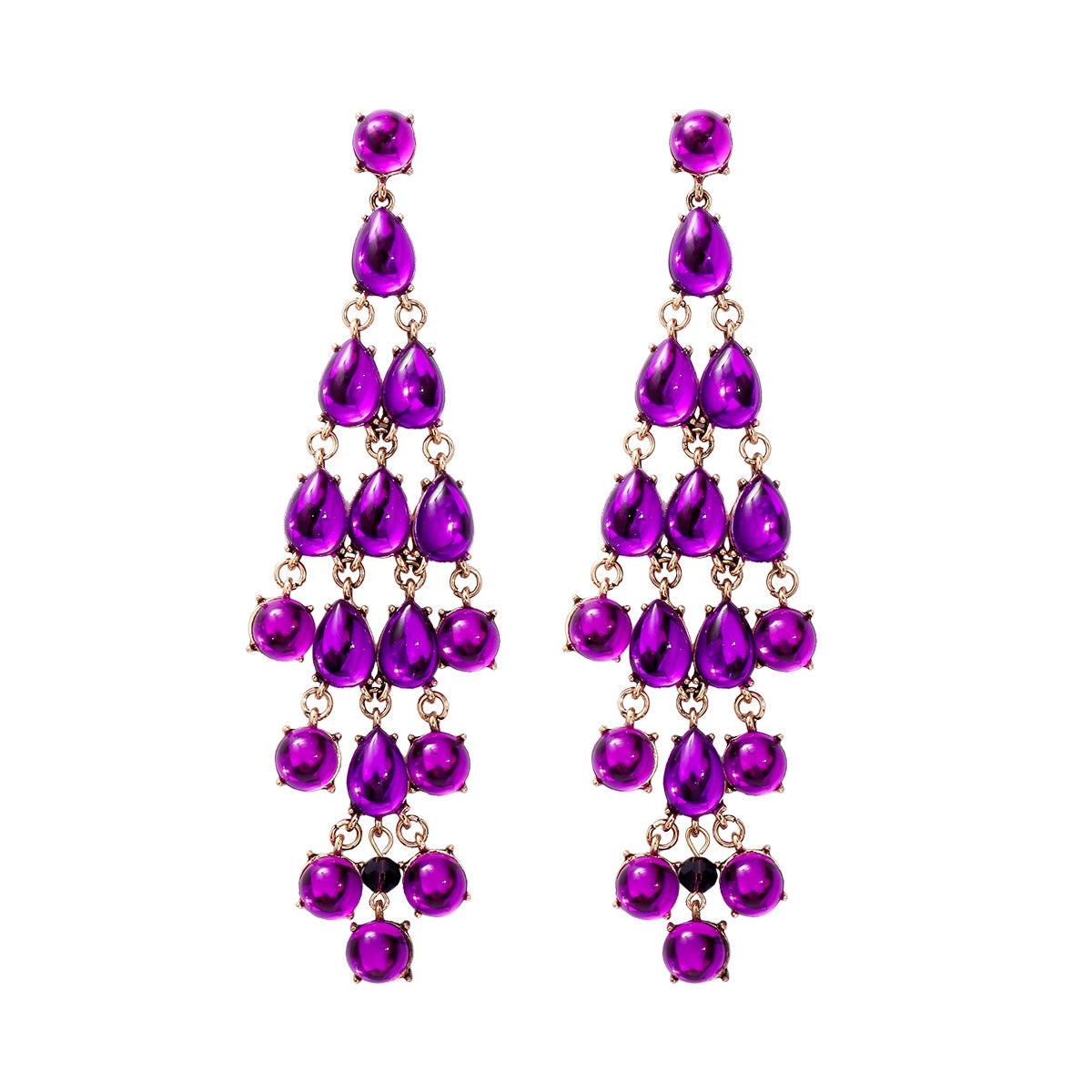 2024 Trend New Elegant Purple Series 38 Kinds Style Acrylic Rhinestone Tassel Earrings for Women Statement Jewelry Wholesale