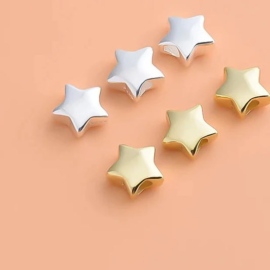 Real 925 Sterling Silver Fashion Sweet Star Charm Beads Handmade DIY Accessories Fine S925 Jewelry Wholesale HY059