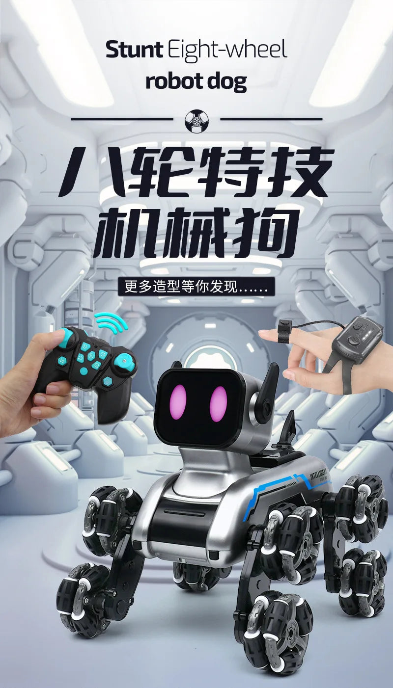 Eight-wheeled Stunts Mechanical Dog Gesture Induction Can Walk and Sing Intelligent Machine Dog Electric Pet Dog Toy