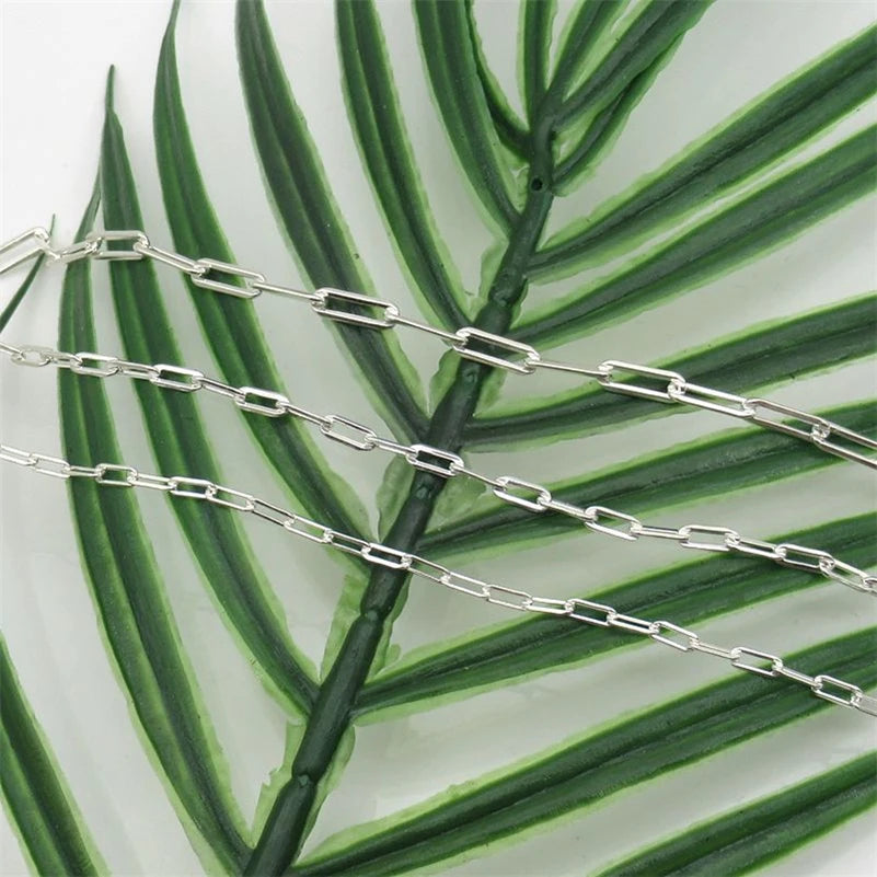 10cm/Lots 925 Sterling Silver Paperclip Chain For Jewelry Making DIY Square Link Chain Accessories ( Not Cut )