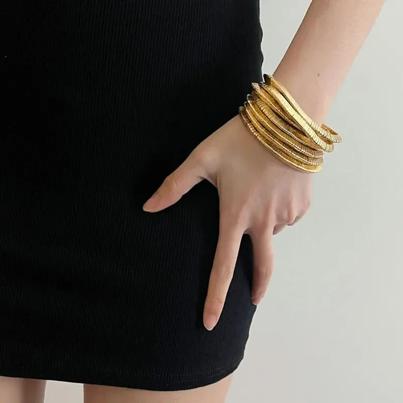 Modern Jewelry Popular Design Multi Layers Metal Stretch Bracelets For Women Party Gifts Fine Accessories 2024 Trend New