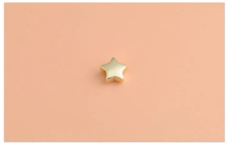Real 925 Sterling Silver Fashion Sweet Star Charm Beads Handmade DIY Accessories Fine S925 Jewelry Wholesale HY059