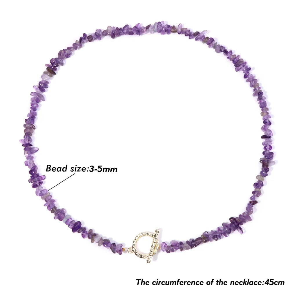 Natural Boho Gravel Choker 3-5mm Citrine Aquamarine Quartz Dalmation Irregular Stone Necklace For Women Healing Fashion Jewelry