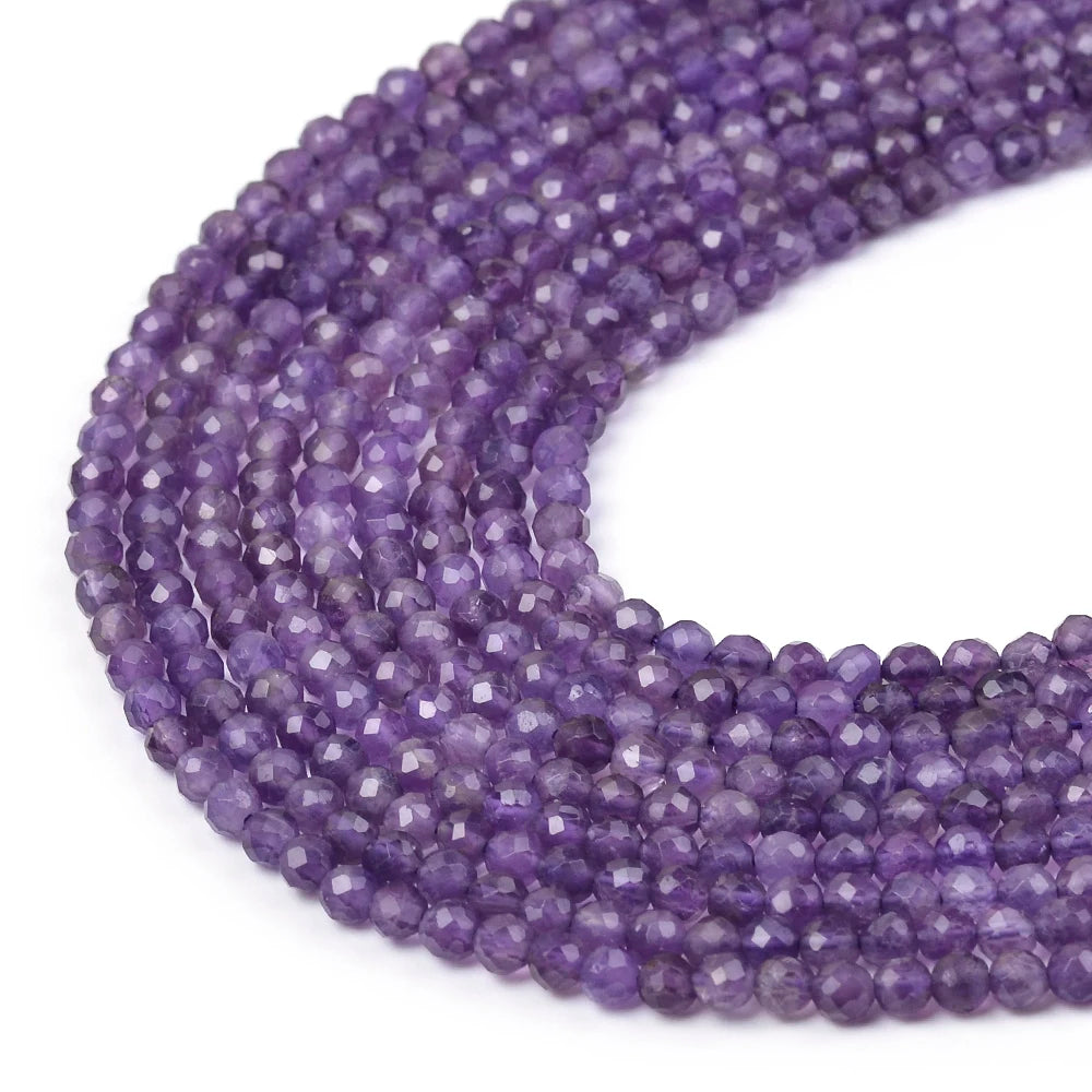 3mm Amethyst Garnet Golden Rainbow Obsidian Faceted Round Natural Gemstone Stone For Jewelry Necklace Bracelet DIY Making