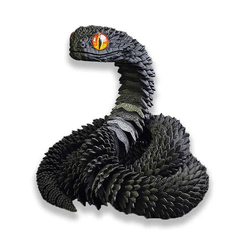 3D Printed Snake Model Viper Snake Figurine Movable Joint Simulation Toys Creative Desktop Car Ornaments Colorful Crafts
