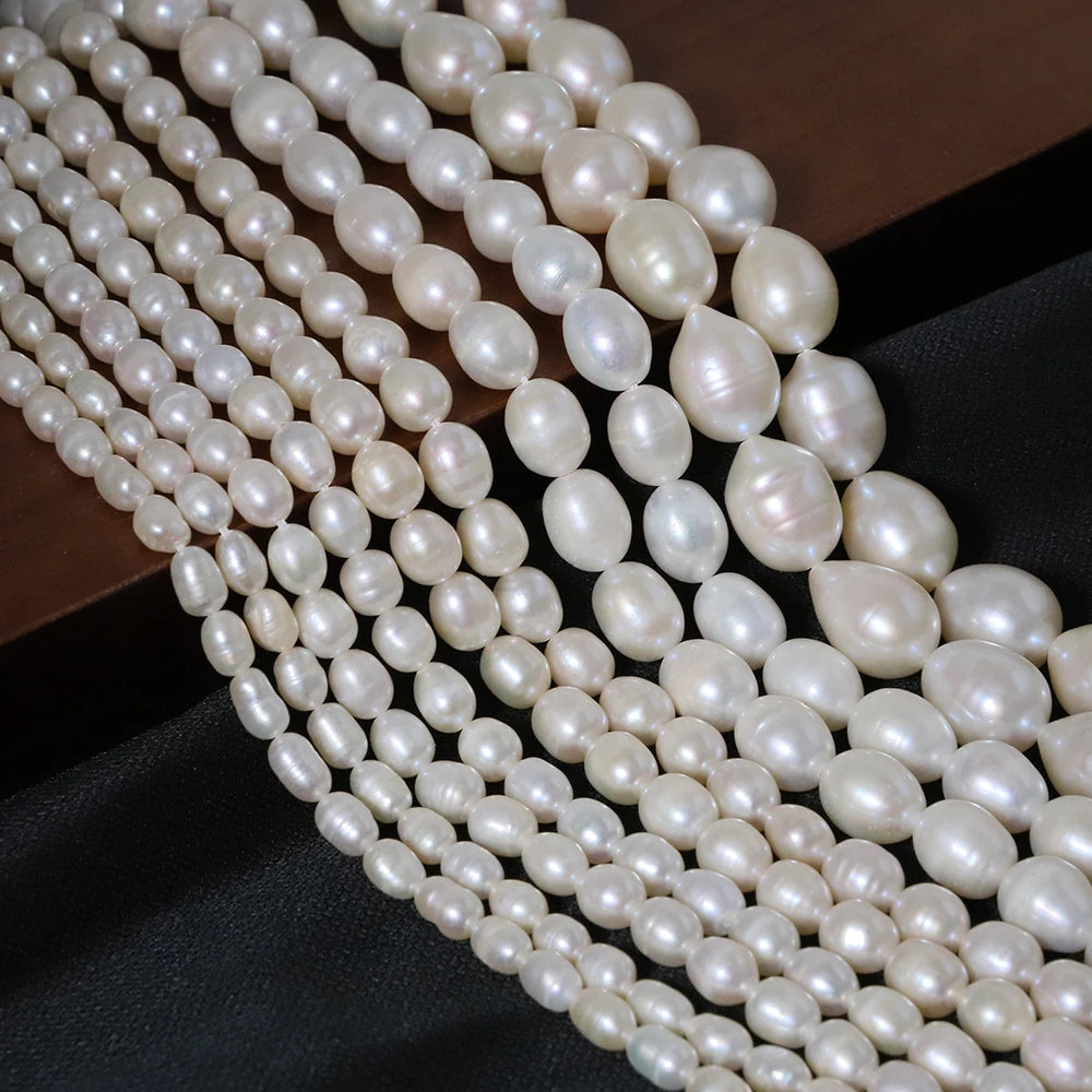 Natural Freshwater Pearl Beads Rice Shape 100% Natural Pearls Beads for Jewelry Making DIY Women Bracelet Necklace