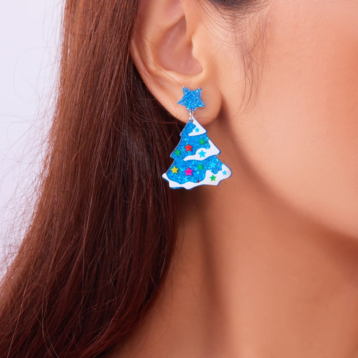 New Fashion Acrylic Christmas Tree Earring For Women Star Flower Gloves Piercing Earring Xmas Jewelry Gift