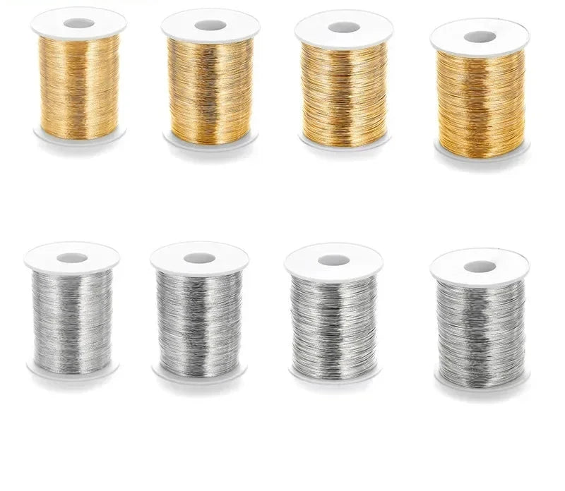 (5571)5 Meters 0.3MM 0.4MM 0.5MM 0.6MM 0.7MM 0.8MM 24K Gold Color Brass Make Shape Metal Wire High Quality Jewelry Accessories