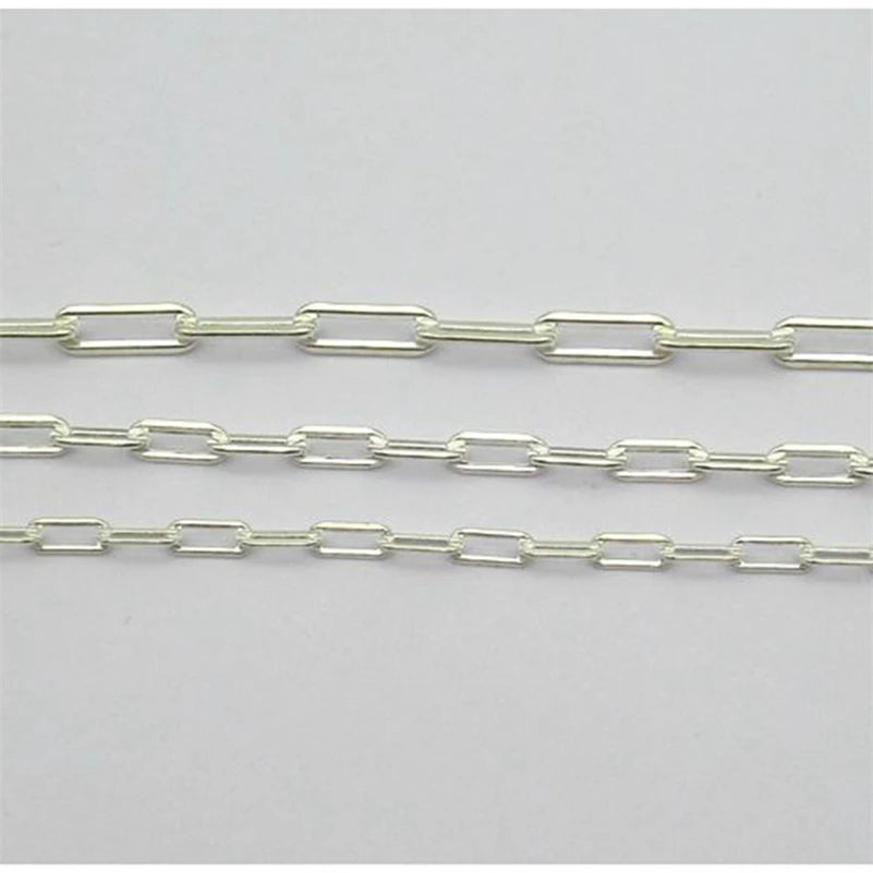 10cm/Lots 925 Sterling Silver Paperclip Chain For Jewelry Making DIY Square Link Chain Accessories ( Not Cut )