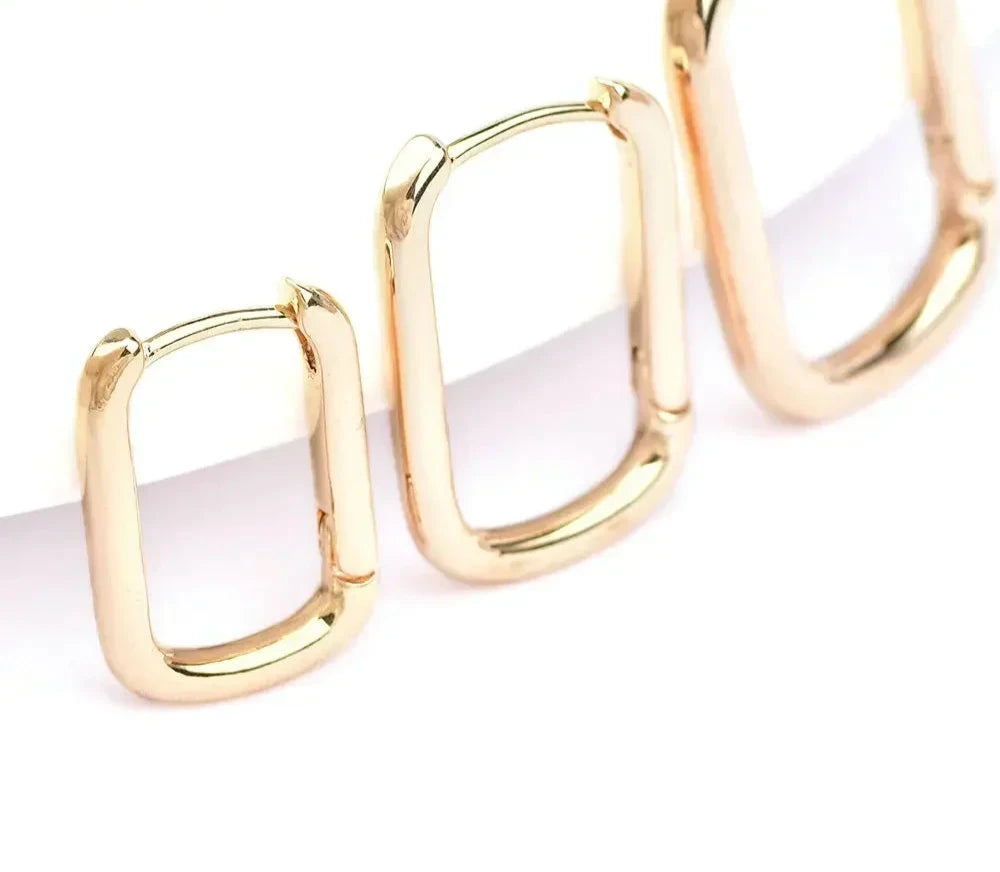 (2464)12x16.5MM 24K Gold Color Brass with Zircon Rectangle Earring Hoop Earring Clasp High Quality Jewelry Making Findings