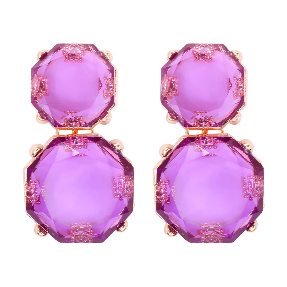 2024 Trend New Elegant Purple Series 38 Kinds Style Acrylic Rhinestone Tassel Earrings for Women Statement Jewelry Wholesale