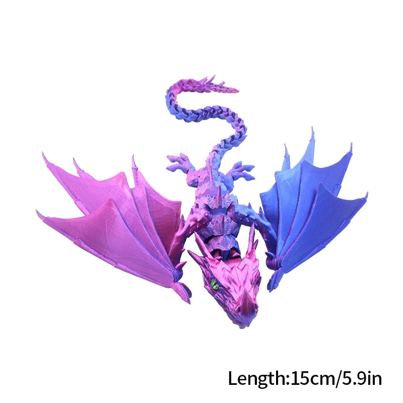 3D Printed Dragon Flexible Movable Dragons with Wings Creative Bee Toys Rotatable Articulated Dragon 3d Printed Figures
 Decor