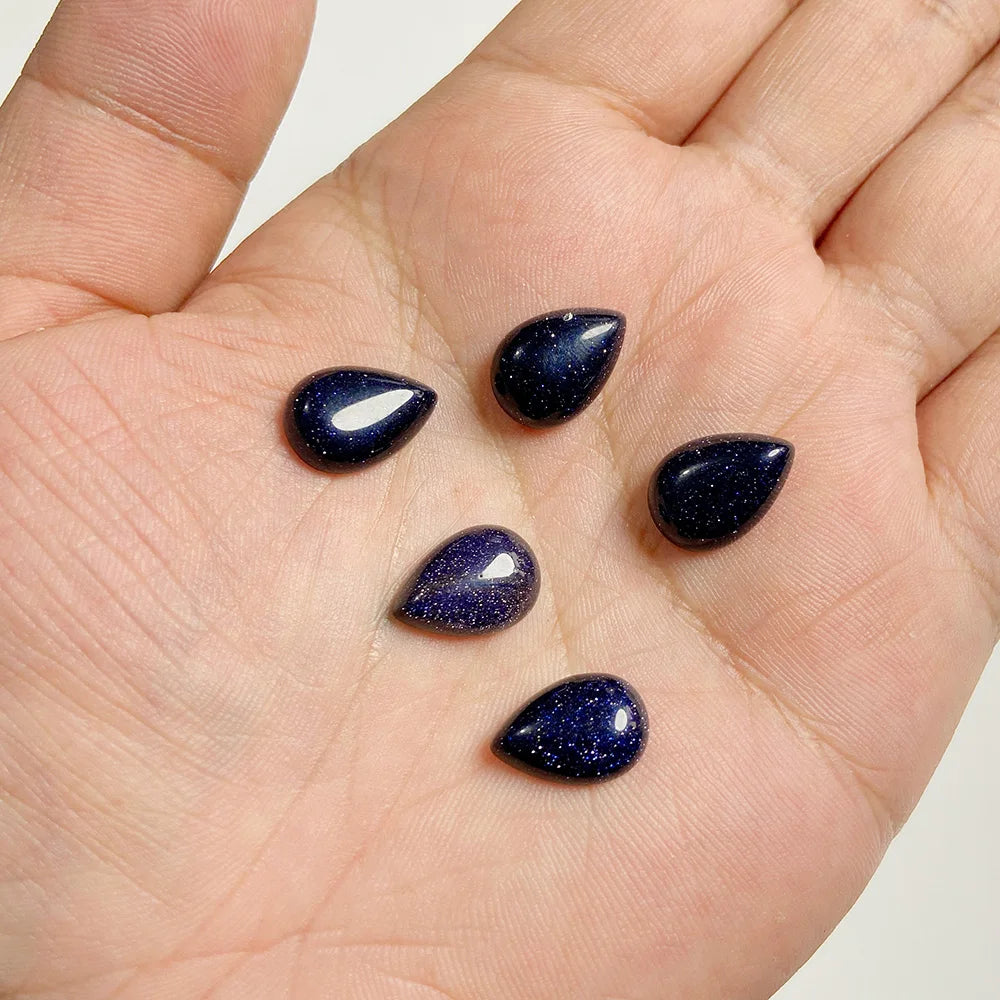 10x14mm Water Drop Shape Natural Stone Cabochons Beads Agate Crystal Opal Chalcedony Cabochons for Needlework DIY Jewelry Making