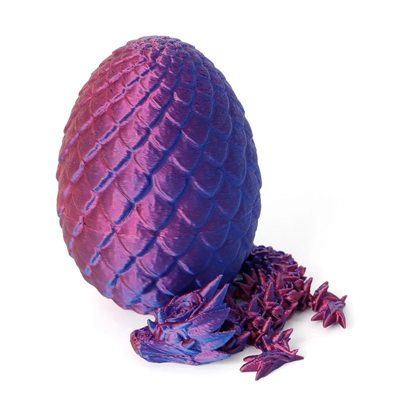 3D Printed Gem Dragon Egg Rotatable Articulated Dragons Toys Desktop Craft Ornament Gifts for Kids Office Home Table Decor