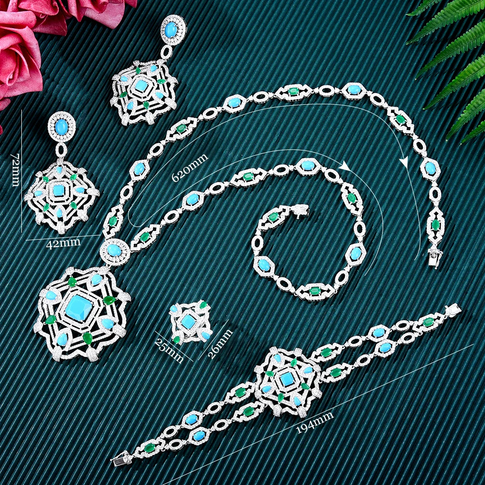 New 4PCS Real Pink Coral UAE Dubai Bridal Jewelry Set For Women Wedding Party Nigerian African Long Necklace Earring Set