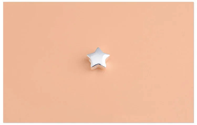 Real 925 Sterling Silver Fashion Sweet Star Charm Beads Handmade DIY Accessories Fine S925 Jewelry Wholesale HY059