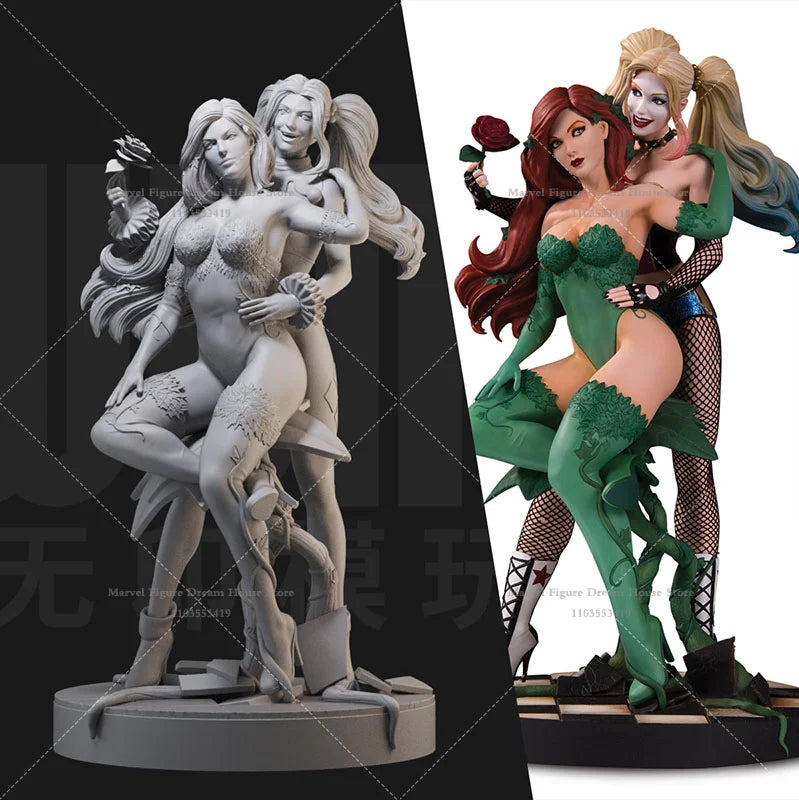1/24 1/18 Scale DC Little Ugly Girl Harley Quinn Poison Ivy Pamela Villain Group DIY Self-assembled GK 3D Resin Un-panited Doll