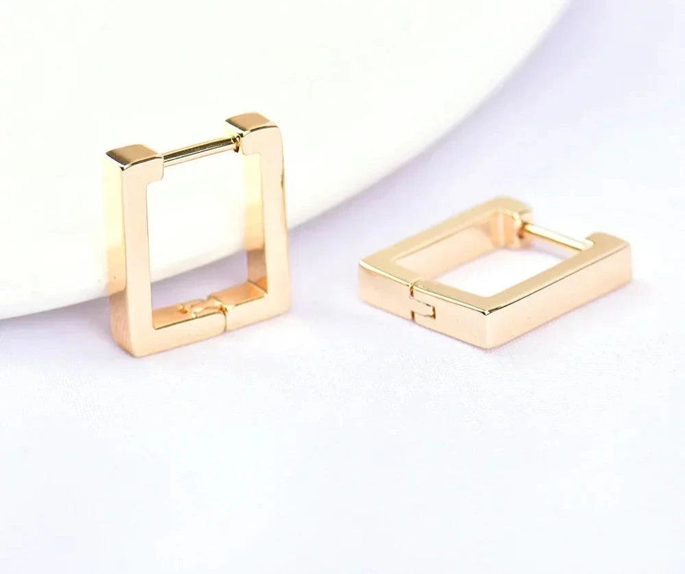 (2464)12x16.5MM 24K Gold Color Brass with Zircon Rectangle Earring Hoop Earring Clasp High Quality Jewelry Making Findings