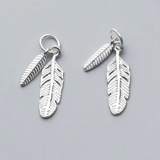 Fashion Classic Feather Design Charms 925 Sterling Silver Men Women Jewelry Accessories DIY Earrings Necklace Pendant Materials