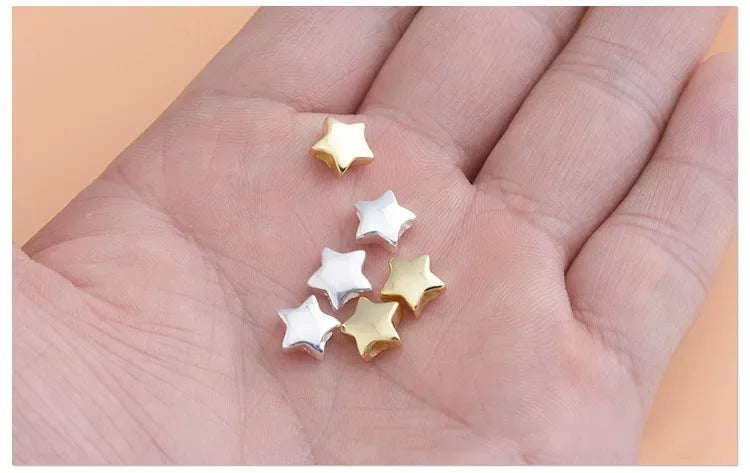 Real 925 Sterling Silver Fashion Sweet Star Charm Beads Handmade DIY Accessories Fine S925 Jewelry Wholesale HY059